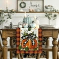 thumbnail image 2 of Pumpkin Bowknot Buffalo Plaid Fall Table Runner,Seasonal Autumn Kitchen Dining Table Decoration for Home Party Decor 13x72 Inch, 2 of 6