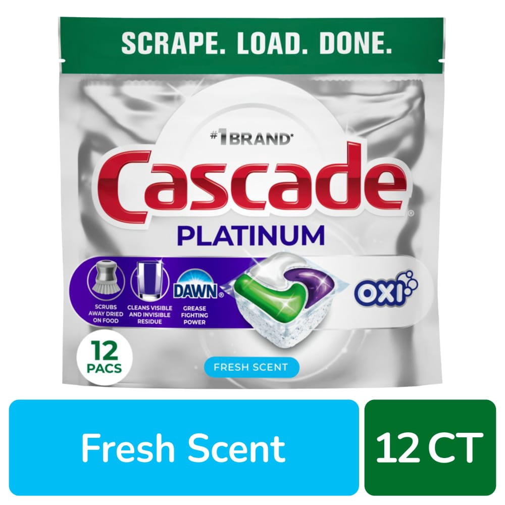 Cascade Platinum Dishwasher Pods Dishwasher Detergent Dish Detergent Soap Fresh 12 ct - 3 Pack