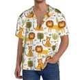 thumbnail image 1 of Balery Tiger Lion Camisa Casual de Manga Corta con Botones para Hombre, Texturizada, Estilo Cubano, para Playa, Verano-4X-Large, 1 of 5
