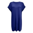 thumbnail image 5 of Women Soft T Shirt Dress Short Sleeve Casual Summer Tunic Dress Loose Loose Dress With Pockets Women's Long Casual Dresses Woman Summer Casual Dress Womens Dresses Summer Dresses Midi Length Womens, 5 of 6