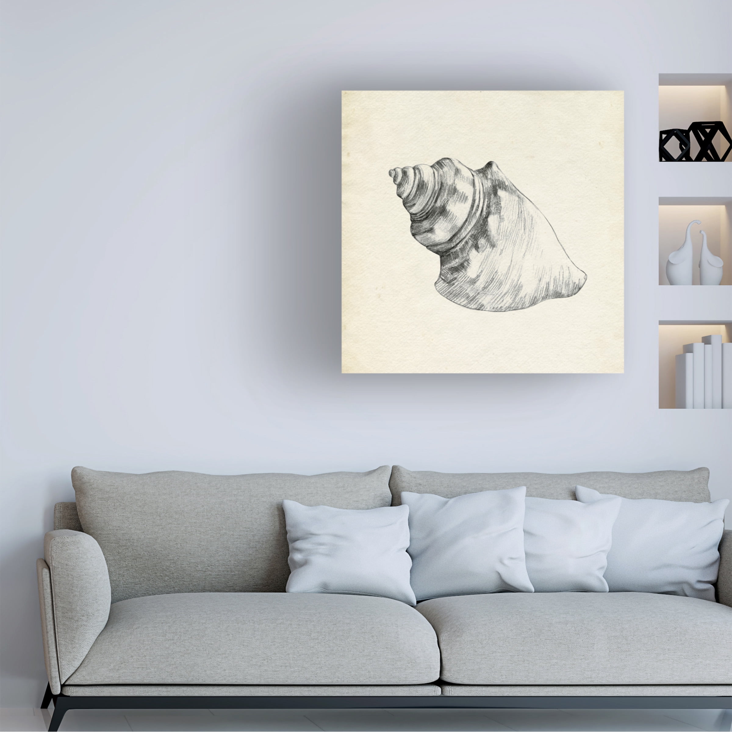 Emma Caroline 'Seashell Pencil Sketch IV' Canvas Art
