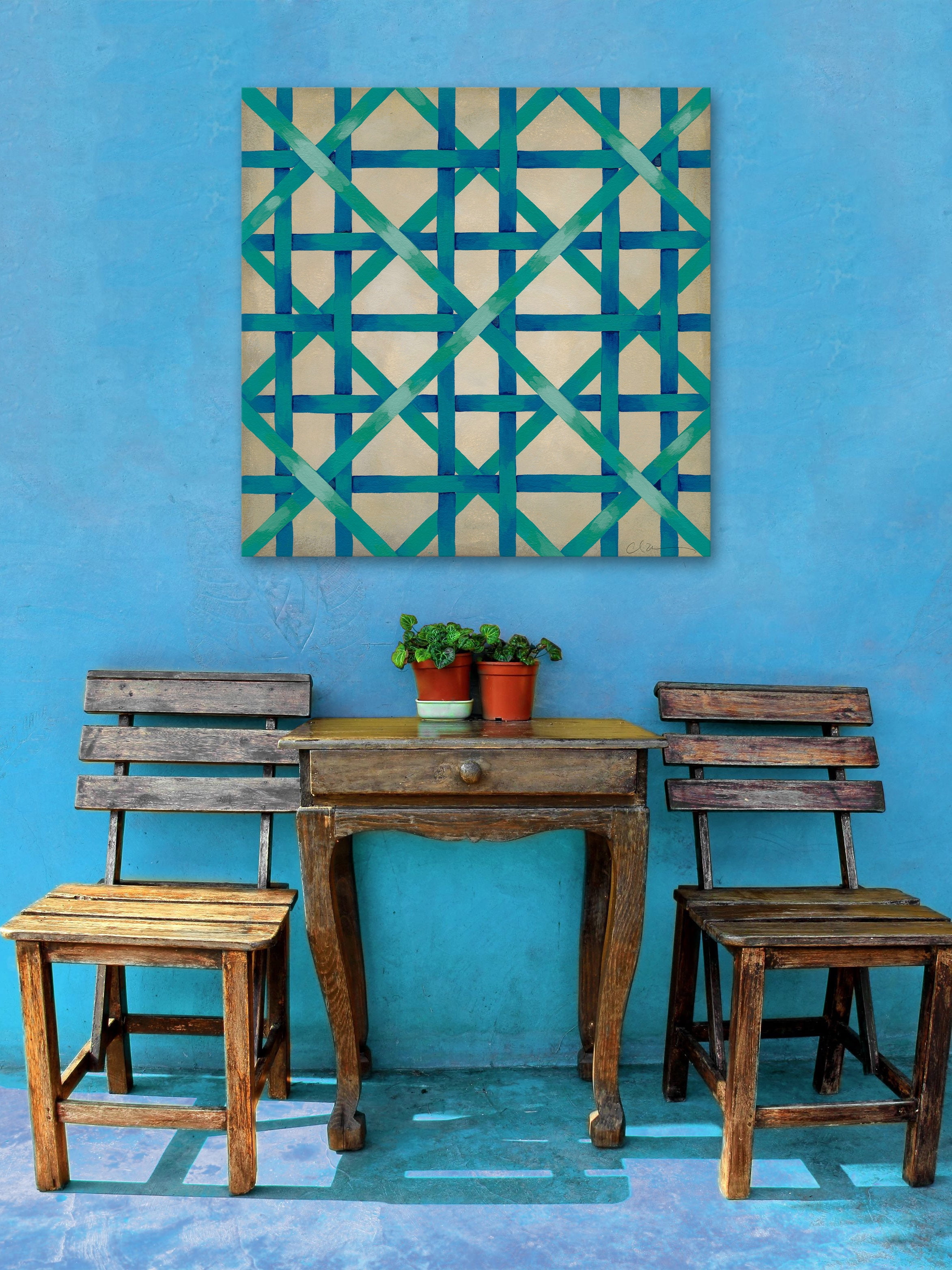 "Woven Symmetry I" Painting Print on Wrapped Canvas