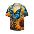 thumbnail image 3 of Balery Colorful Cloud Butterfly Sunflower Men's Casual Button Down Shirt Short Sleeve Textured Summer Cuban Beach Shirts-X-Large, 3 of 7
