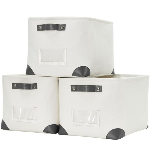 DECOMOMO Storage Bins | Fabric Storage Basket for Shelves with Label for Organizing Closet Shelf Nursery Toy | Decorative Large Linen Closet Organizers with Handles Cubes