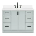 thumbnail image 2 of Ariel Kelly 49 Inch Single Oval Sink Bathroom Vanity With Pure White Quartz Countertop 1.5 Inch Edge In Grey, 2 of 12