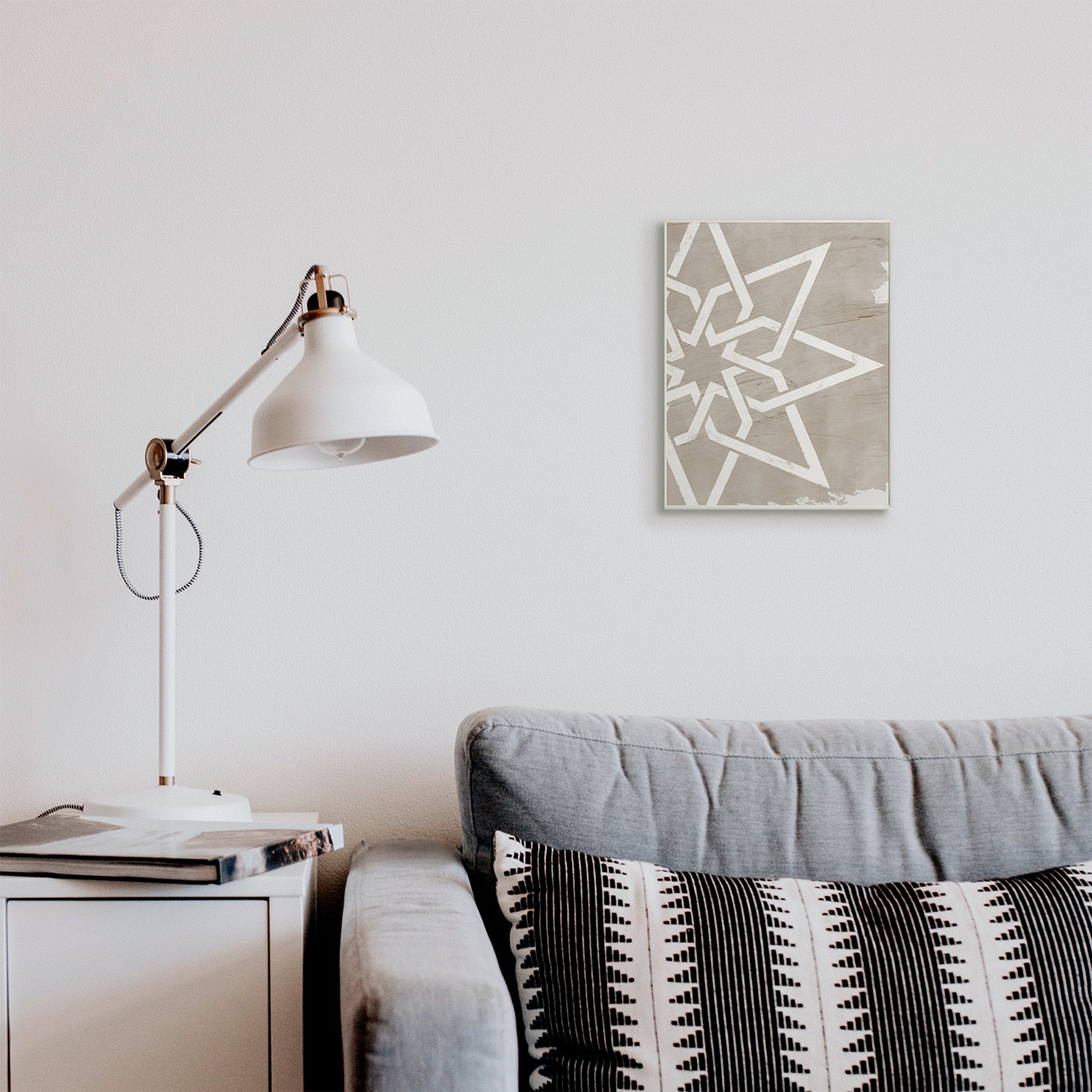 Stupell Industries Geometric Eight Point Star Distressed Grain Detail Abstract Painting Unframed Art Print Wall Art, 10 x 15