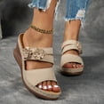 thumbnail image 5 of Mostsola Womens Wedge Sandals Summer Dressy Slip on Shoes Bohemian Flower Platform Heels, 5 of 8