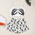 thumbnail image 3 of LRen Halloween Pajamas Women Silk 2 Piece Cami Top+Shorts Set Skeleton Print Sleeveless Sleepwear Loungewear Halloween Gifts, 3 of 6