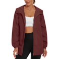 thumbnail image 7 of Fewfanhot Women's Lightweight Waterproof Rain Jacket Full Zip Coat with Hood for Hiking, Travel and Rainy Days, 7 of 7