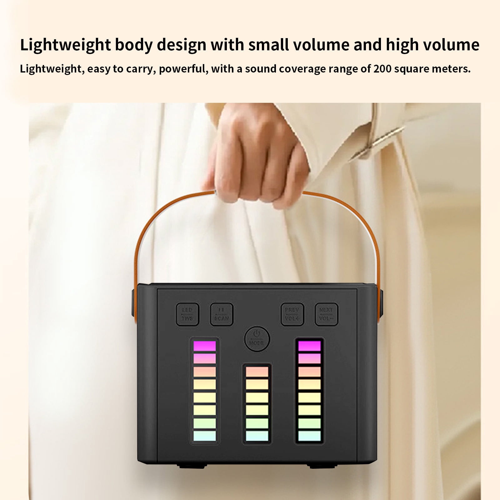 Nkmbld Portable Bluetooth Speakers Karaoke Sound System with Microphone, Bluetooth Speaker LED Pickup Light, Multiple Light Transformations, Outdoor Speaker, Black