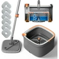thumbnail image 2 of YINYUN Spin Mop Bucket Set with 6 Replaceable Microfiber Mop Pads Features a 360° Rotating Square Mop Head with Built-in Wringing Function (Black), 2 of 5