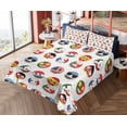 thumbnail image 4 of Ambesonne Emoji Fitted & Top Sheet Set with Sham, Country Flags Cheery Faces, White and Multicolor, 4 of 5