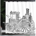 thumbnail image 4 of Ambesonne Steam Engine Shower Curtain, Old Fireman Truck, 69"Wx84"L, Charcoal Grey White, 4 of 5