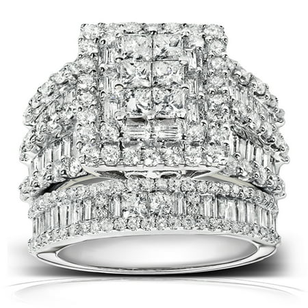 Diamond Engagement Ring and Wedding Band Set 2 4/5 carats (ctw) in 14K White