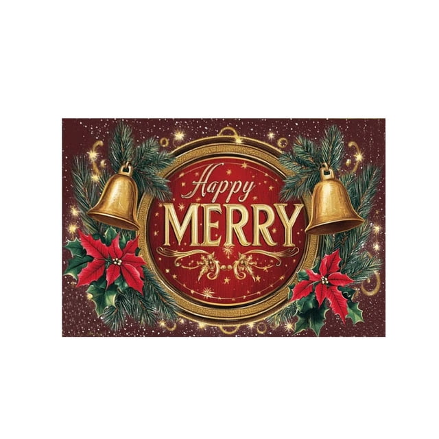 B Festive Red Color Door Mat Made From Polyester For Christmas Decor Absorbent And Easy Clean 15.75X23.62 Inches Version B