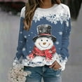 thumbnail image 2 of Kcodviy T-Shirts à Manches Longues Automne et Hiver pour Femmes Blouse Imprimée Flocon de Neige Bonhomme de Neige Col Rond Épaule Longue Décontractée Chandails en Molleton pour Femmes Manches Sport Décontracté, 2 of 4