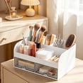 thumbnail image 4 of Clear Desktop Drawer Organizer, 8.27 x 5.63 x 3.94 inches Plastic Stationery Storage Box for Office and Vanity, Partitioned Drawer, 4 of 5