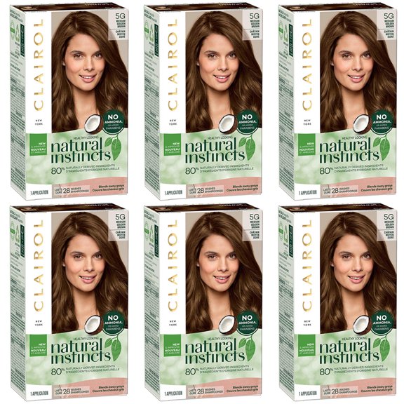 Pack of (6) Natural Instincts Clairol Non-Permanent Hair Color - 5G Medium Golden Brown - 1 Kit
