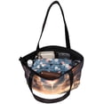 thumbnail image 5 of Independence Day Canvas Leather Mix Tote Bag - Hand-Held Twill Jeanette Sponge Bag 30x10.5x39cm, 5 of 5
