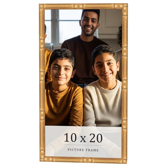 10x20 Frame Gold Bamboo Solid Wood Picture Frame | 0.75 Inch Moulding Width | Interior Frame Depth
