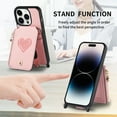 thumbnail image 4 of ELEHOLD Crossbody Wallet Case for iPhone 15 Pro Max with Card Holder, Zipper Card Slot Shockproof Purse Stand Cover with Removable Lanyard  Crossbody Shoulder Strap 6.7 Inch,Pink, 4 of 11
