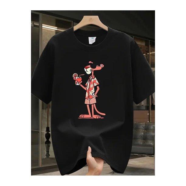 Camiseta informal de cuello redondo con estampado animal para hombre, ideal para uso diario, 100 % algodón, 180 g, ideal como regalo.