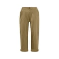 thumbnail image 3 of Conairie Women Linen Pants Solid Straight Leg Elastic Waisted Lounge Palazzo Capri Trousers With Button Summer Beach Trousers With Pockets Khaki XL, 3 of 3