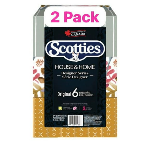 Scotties Tissu du Visage 2 Plis, 126 Feuilles, 6 Pk (2 Packs)