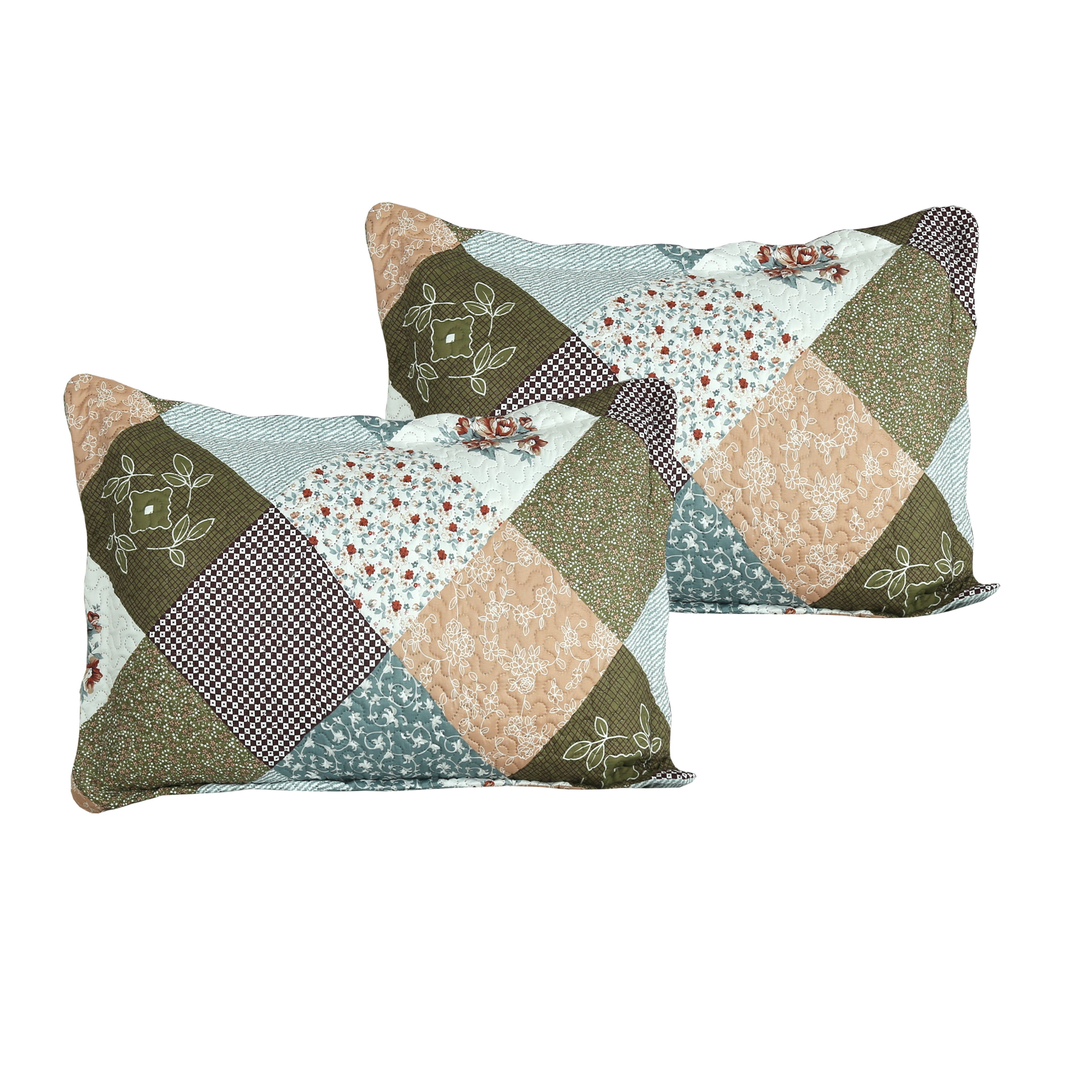 Marina Decoration Couvre-lit Pinsonic imprimé en relief ultra doux avec taies d'oreiller, motif à carreaux floraux en diagonale moderne