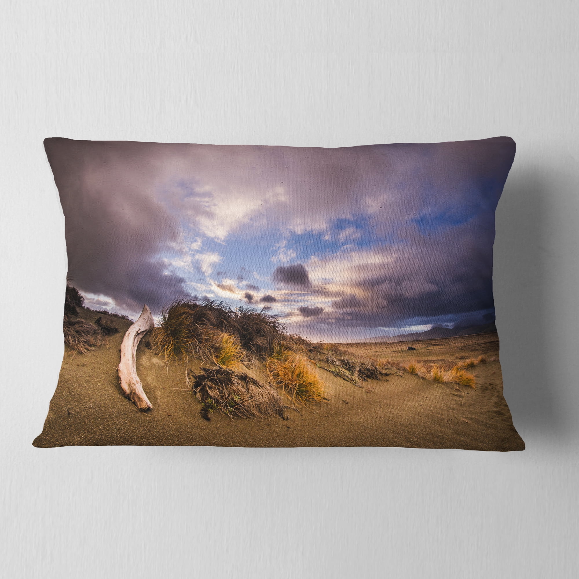 Designart 12" x 20" Blue Polyester Throw Pillow