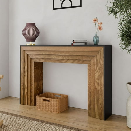 CQSXDA Wood Console Table in Black & Natural Finish, 47in Entryway Table