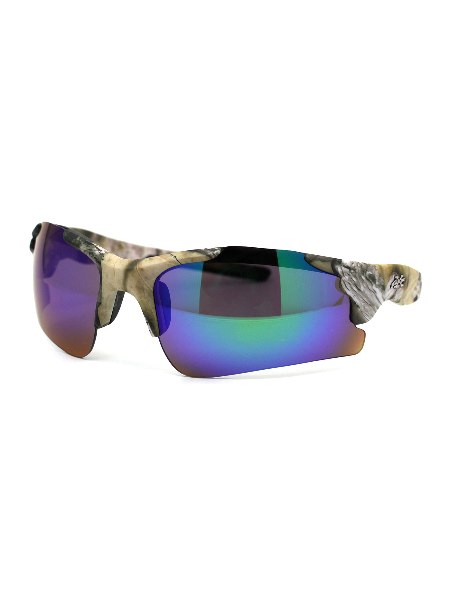 Xloop Mens Plastic 90s Hunters Camouflage Half Rim Sunglasses Beige