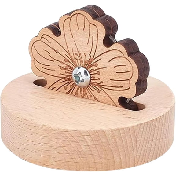 Quilting Thread Cutters, Peach Blossom Style Tabletop Yarn Cutter Wood Carving Thread Snips with Blade Saver and Stand Creative Thread Cutting Tool for Sewing Craft Projects