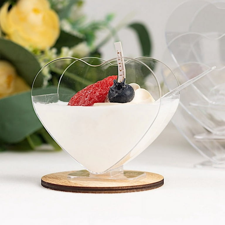 Balsacircle Clear 20 Pcs 3 oz. Plastic Cups with Lids and Serving Tray - Disposable Wedding Party Catering Tableware