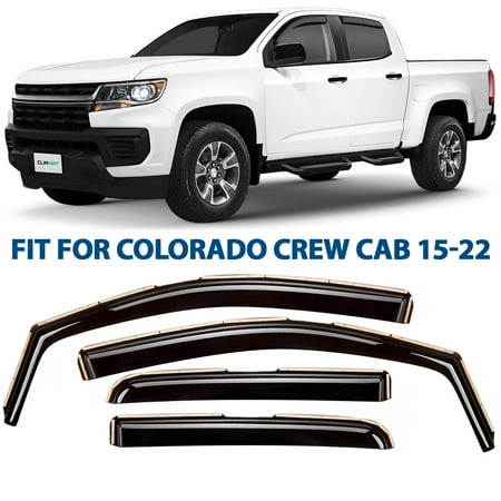 CLIM ART in-Channel Incredibly Durable Rain Guards for Chevrolet (Chevy) Colorado/GMC Canyon 2015-2022 Crew Cab, Original Window Deflectors, Vent Window Visors, Vent Deflector, 4 pcs. - 615082LP