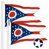 G128 2 Pack: Ohio OH State Flag | 1x1.5 Ft | ToughWeave Series Embroidered 300D Polyester | Embroidered Design, Indoor/Outdoor, Brass Grommets