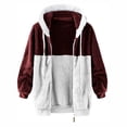 thumbnail image 5 of Tiqkatyck Winter Jackets for Women, Women's Fashion Casual Patchwork Hooded Zipper Plush Jacket with Pocket Fleece Jacket Women, Winter Coats for Women Burgundy XL, 5 of 5
