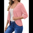 thumbnail image 3 of Cárdigan para Mujer, Cuartos, Color Liso, Informal, Chaqueta Corta, 2025 Rosa XL, 3 of 9
