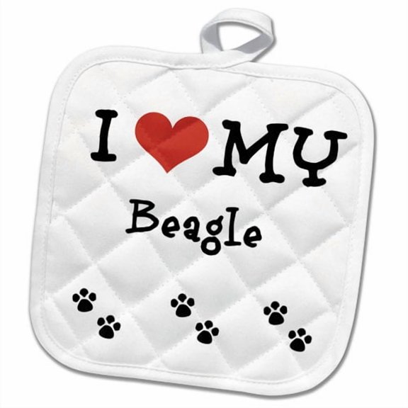 3dRose, I Love My - Beagle, 8x8 Potholder