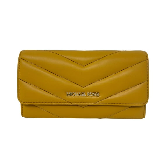 Michael Kors Women Large Trifold Credit Card Holder Wallet Golden Rod Yellow