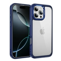 for iPhone 16 Pro Max Clear Case, [Not Yellowing] [Military-Grade Drop Protection] Lightweight Slim Transparent Phone Case with Metal Lens Frame for iPhone 16 Pro Max Shockproof Cover, Darkblue