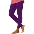 thumbnail image 3 of lcziwo Hoy Oferta Flash, High Waisted Leggings for Women Casual Split BottomFull Length Yoga Pants Solid Color Tummy Control Tight Legging Purple S, 3 of 7