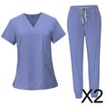 thumbnail image 1 of 2x Conjunto De Uniforme Médico Femenino, Ropa De Trabajo De Enfermera Lavable A Máquina Para Salón De Belleza, 1 of 8