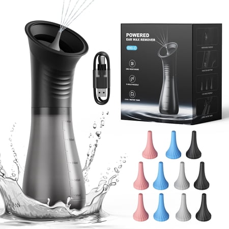 VIIWII Electric Ear Wax Removal Kit, 3 Pressure Modes, LED Display, USB Charging & Wastewater Recovery System, Ear Cleaner with One-Piece Waste Tank for Home Use