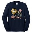 thumbnail image 2 of Wild Bobby Worship While You Wait Sunflower Pink and Yellow Inspirational/Christian Men Long Sleeve Shirt, Navy, Large, 2 of 6