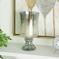 thumbnail image 2 of DecMode Black Glass Handmade Turned Style Pillar Hurricane Lamp with Smoked Glass Finish, 2 of 9