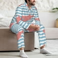 thumbnail image 5 of Mens Pajamas Set, Striped Cool Shark Rose Red Button Down Long Sleeve Loungewear Sleepwear Pjs sets for Men, 5 of 5