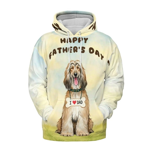 Cute Afghan Hound Loves Dad Happy Father's Day All Over Print 3D Hoodie Unisex Merch Hoodies Dog Lover - 12008