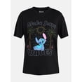 thumbnail image 4 of Disney Stitch Women's Embroidered Graphic Tee with Short Sleeves, Sizes XXS-XXL, 4 of 5