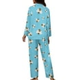 thumbnail image 5 of Kuiaobaty Blue Bee Pattern Womens Pajamas Set PJs Set Button Down Front Sleepwear Soft Two-piece Long Sleeve Shirt Loungewear Set, L, 5 of 7